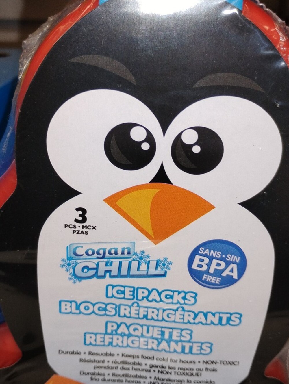 Cogan Chill Penguin Ice Packs - Black, White, Orange, Blue